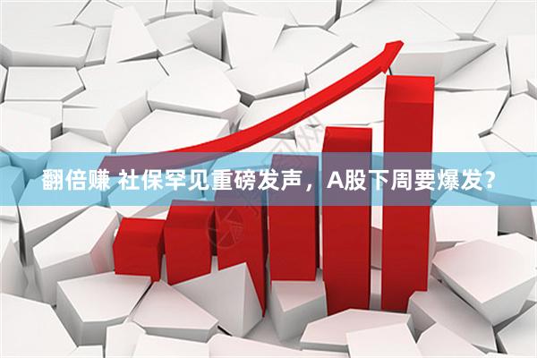 翻倍赚 社保罕见重磅发声，A股下周要爆发？